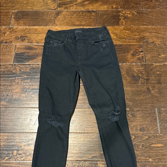MOTHER Black Distressed Skinny Jeans - Picture 1 of 4